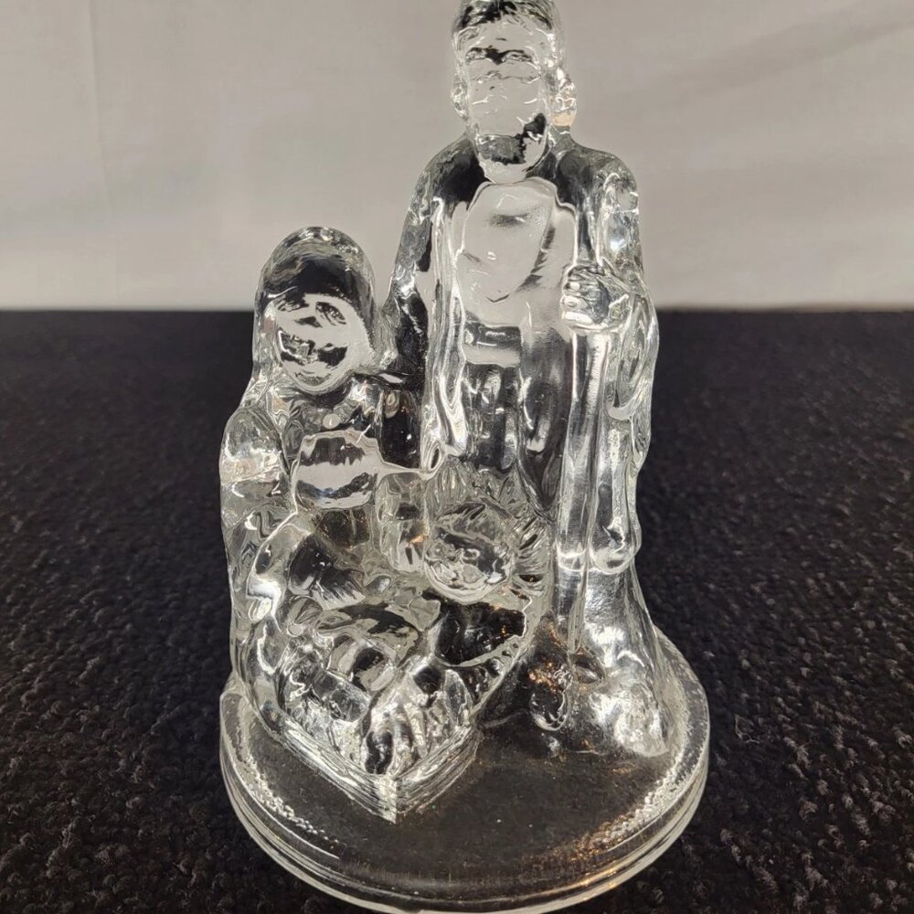 Silvestri Vtg. 1960's Blown Glass/Crystal Holy Family w/Jesus Tea Light Holder